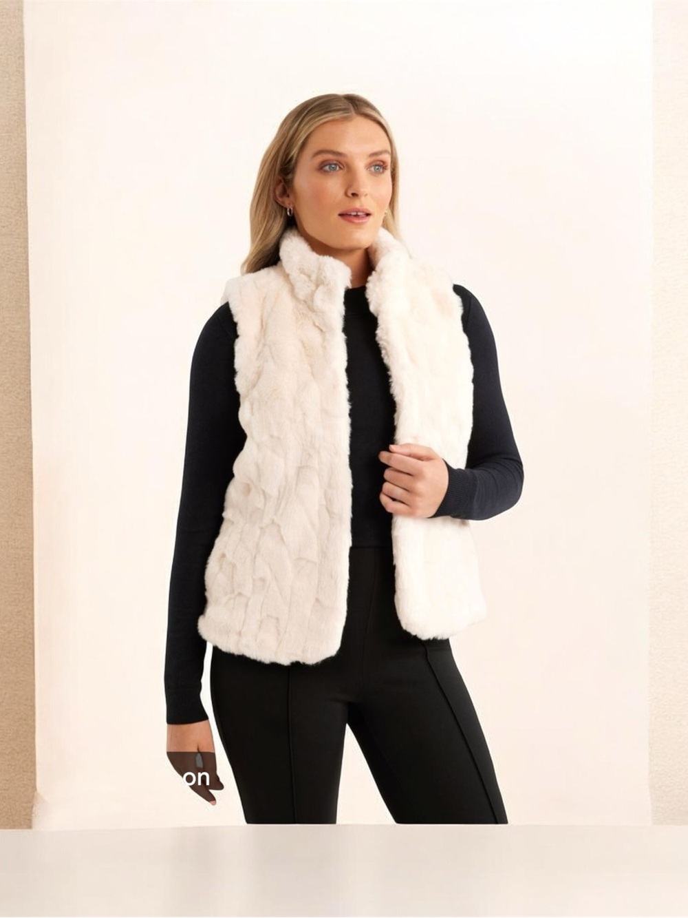 Cavalini Cream Faux Fur Vest